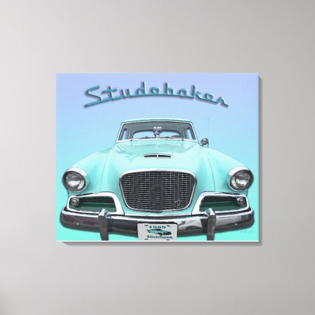 Vintag Classic Studebaker Silver Hawk 1959 Auto Leinwanddruck (Vorderseite)