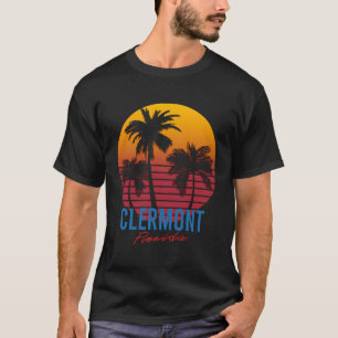 Vintag Clermont Florida Palm Trees Sunset Fl Retr T-Shirt