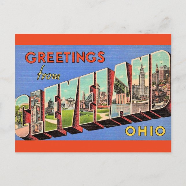 Vintag Cleveland Ohio Postkarte (Vorderseite)