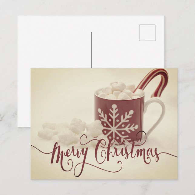 Vintag Cocoa Frohe Weihnachten Postkarte (Vorne/Hinten)