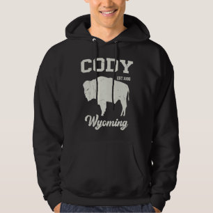 Vintag Cody Wyoming Mountains Bison Western Hoodie