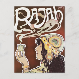 Vintag Coffee Girl Nouveau Ad - Rajah Coffee Postkarte