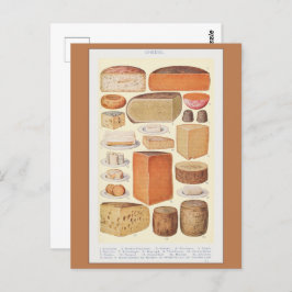 Vintag Collage of Household Cheeses, Beeton, 1923 Postkarte