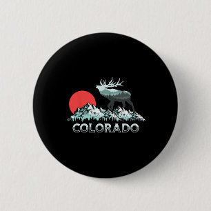 Vintag Colorado Elk Hunter Conservation Retro Gra Button