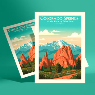 Vintag Colorado Springs Postkarte