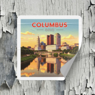 Vintag Columbus Ohio Quadratischer Aufkleber