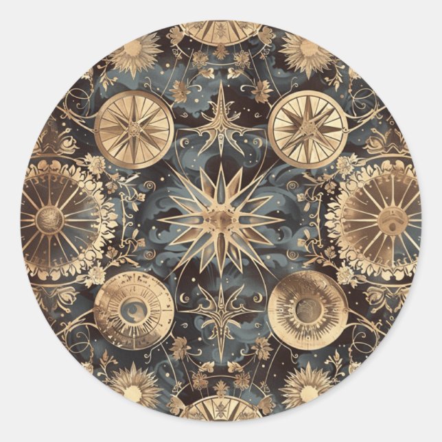 Vintag Compass Custom Letter Siegel Runder Aufkleber (Vorderseite)