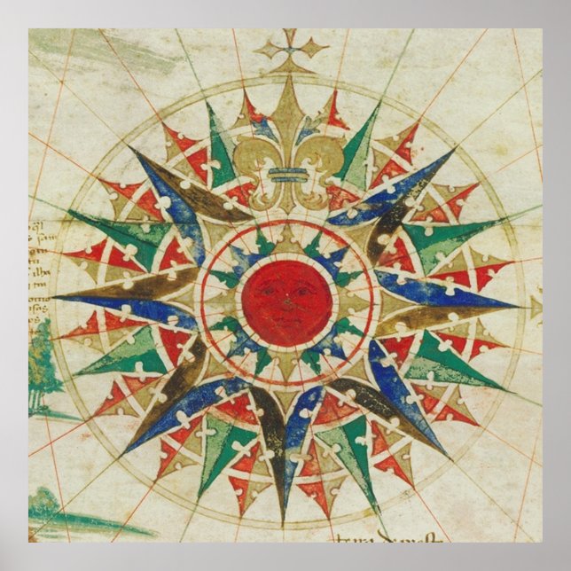 Vintag Compass Rose Diagramm (1502) Poster (Vorne)