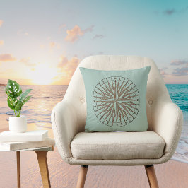 Vintag Compass Rose Illustration auf Vintag grün Kissen