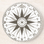 Vintag Compass Rose Stone Untersetzer<br><div class="desc">Eine Vintage Kompass-Rose in Sepia auf einem Untersetzer aus Stein. Das Zentrum liest "Mariner-Kompass". Ein fantastisches Geschenk für einen Agent,  Schiffskapitän oder Weltreisenden.</div>