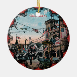 Vintag Coney Island Keramik Ornament