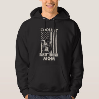 Vintag Coolste Basset Hound Mama USA Flag Hoodie