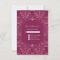 Vintag Cooper Rose Great Gatsby 20s Wedding RSVP