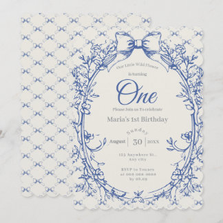 Vintag Coquette Blue Bow Einladung
