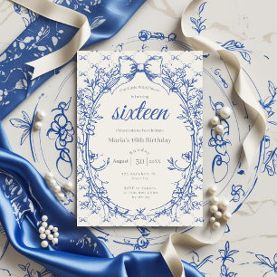 Vintag Coquette Blue Bow Einladung