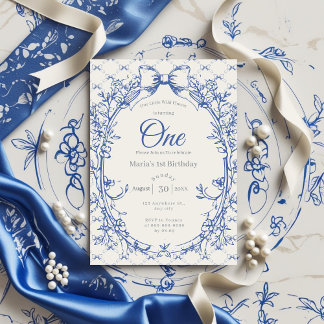 Vintag Coquette Blue Bow Einladung