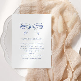 Vintag Coquette Blue Bow Minimalistisch Wedding Einladung