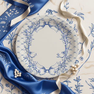 Vintag Coquette Blue Bow Pappteller
