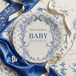 Vintag Coquette Blue Bow Pappteller