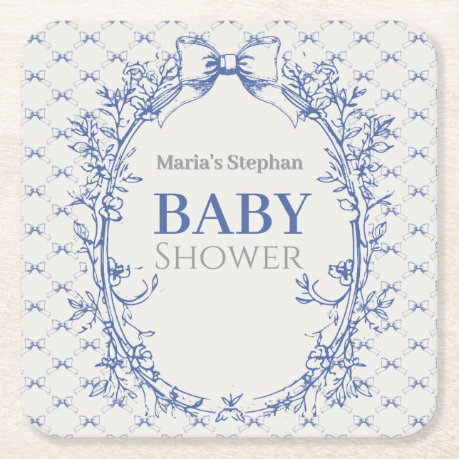 Vintag Coquette Blue Bow Rechteckiger Pappuntersetzer (Vorderseite)