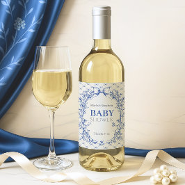 Vintag Coquette Blue Bow Weinetikett