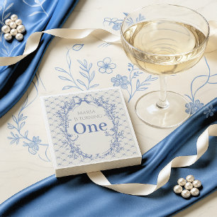 Vintag Coquette Blue Bow zum ersten Mal Serviette