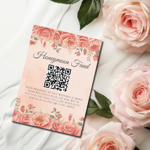 Vintag Coral Rose Hochzeitsfonds Begleitkarte