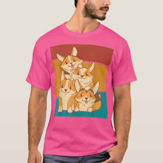 Vintag Corgi Dog Pile T-Shirt