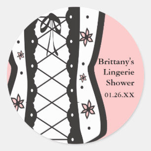 Vintag Corset Lingerie Dusche Bridal Pink Sticker