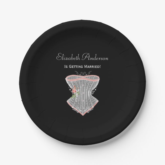 Vintag Corset Personal Lingerie Brautparty Pappteller (Vorderseite)