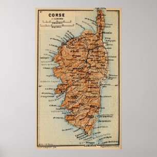 Vintag Corsica France Map (1886) Poster