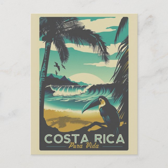 Vintag Costa Rica Ocean Beach Reisen Postkarte (Vorderseite)