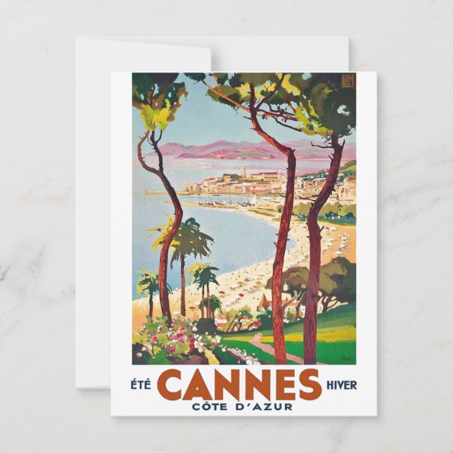 Vintag Cote D'Azur Cannes Karte (Vorderseite)