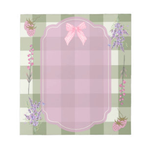 Vintag Cotgagecore Floral Gingham Strawberries Notizblock