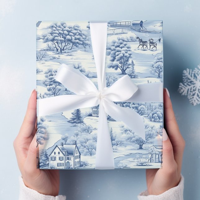 Vintag Country Christmas Blue Geschenkpapier Set (Von Creator hochgeladen)