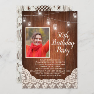 Vintag Country Lights 50. Geburtstagsparty Foto Einladung