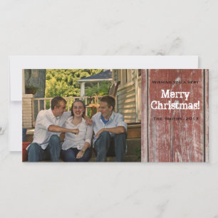 Vintag Country Red Barn Foto Weihnachtskarte Feiertagskarte