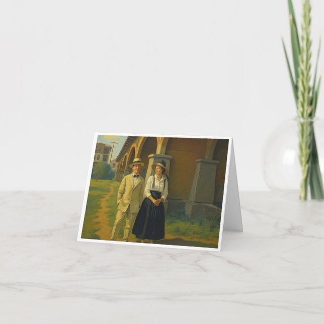 Vintag Courtin Couple Dankeskarte (Vorderseite)