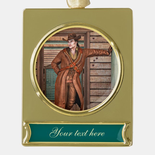 Vintag Cowboy Banner-Ornament Gold (Vorderseite)