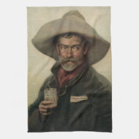 Vintag Cowboy Beer Ad Litho Bar Handtuch