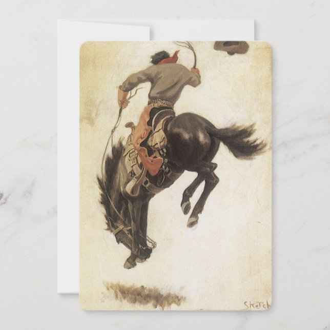 Vintag Cowboy, Bronco Buster Studie von NC Wyeth (Vorderseite)