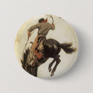 Vintag Cowboy, Bronco Buster Studie von NC Wyeth Button