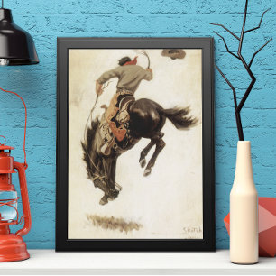 Vintag Cowboy, Bronco Buster Studie von NC Wyeth Poster