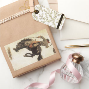 Vintag Cowboy, Bronco Buster Studie von NC Wyeth Rechteckiger Aufkleber