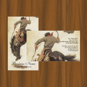 Vintag Cowboy, Bronco Buster Studie von NC Wyeth Visitenkarte