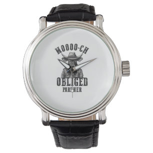 Vintag Cowboy Bull Rodeo Moooch Obligated Pardner Armbanduhr