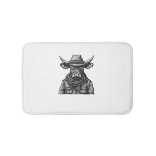 Vintag Cowboy Bull Rodeo Moooch Obligated Pardner Badematte