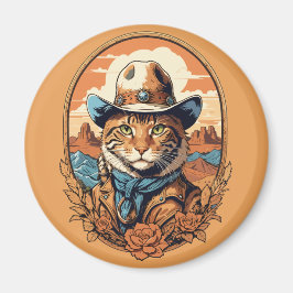 Vintag Cowboy Cat Design Magnet