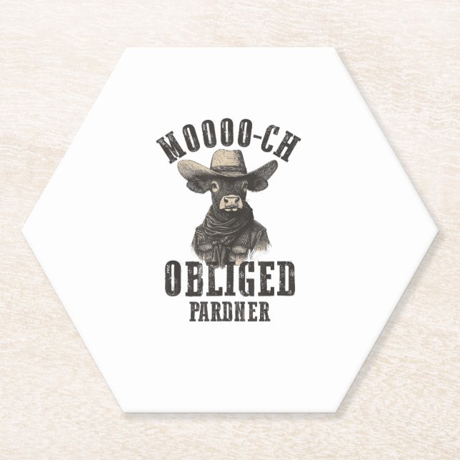 Vintag Cowboy Cow Shirt Moooch Obligierte Pardner  Untersetzer (Vorderseite)