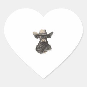 Vintag Cowboy Cow Shirt - Western Kuh Herz-Aufkleber